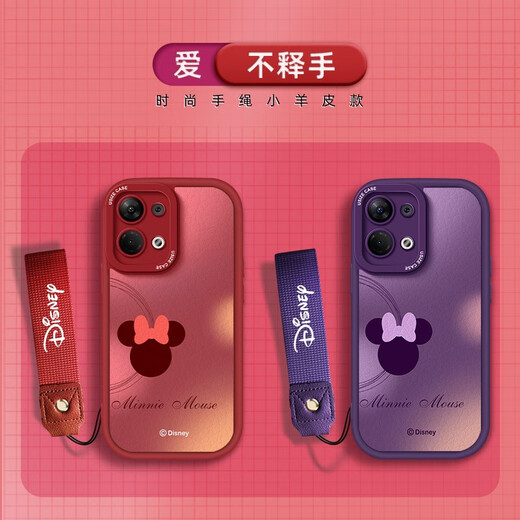 [Disney Autorisierung] OPPO -Serie Mobiltelefon Hülle Reno10 Armband 9Pro+ Objektiv Vollbeschwerdeschutz Fall 8 Nische Mode Lambskin 7 Cartoon Soft Shell Red Little Fat Girl Armband [x1502 Disney] Oporeno8pro