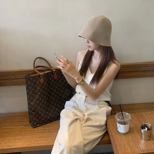 Jincheng Japanese face-covering knitted milk silk breathable dome fisherman hat autumn and winter foldable soft sunbasin hat MZ613 Mocha color M(56-58cm)