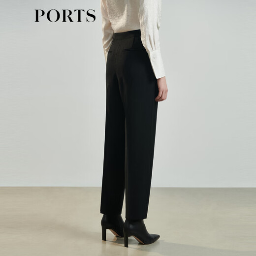 PORTS Women's Autumn and Winter New Sewn Knitted Mid-calf Trousers LL9P031LWW042 Black S (4)