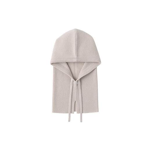 MUJI wool ribbed balaclava wool hat oatmeal color