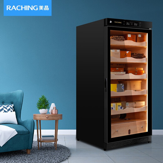 Meijing (raching) C230A solid wood constant temperature and humidity cigar cabinet, precise temperature control and humidity control humidifier, real air-cooled, frost-free household cigar cabinet, starry sky black (Spanish cedar wood shelf)