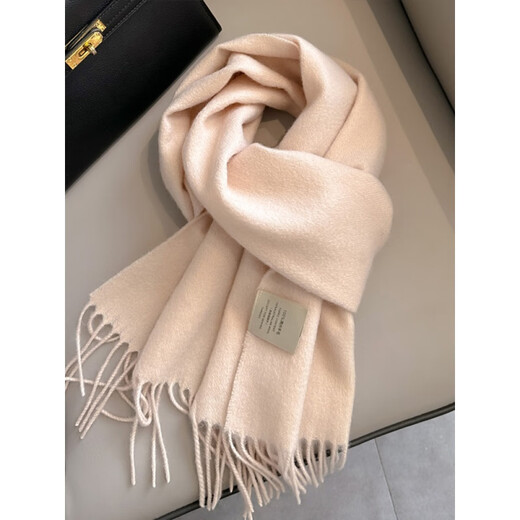 
Ordo City [pure wool] scarf for women in winter solid color warm scarf new versatile tassel scarf couple beige