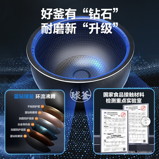 SUPOR (SUPOR) small fast rice cooker rice cooker for household use 3-8 people multi-function 4L smart rice cooker 22 minutes of firewood rice micro-pressure stewing ball kettle inner liner SF40FC897 ball kettle 4L