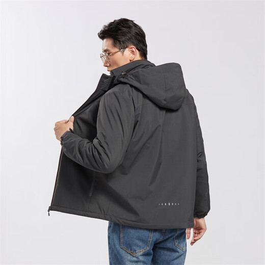 Specht (Tucano) plus Samtintegrierte Jacke für Frauen und Männer einschichtiger Außen- und Winterbergsteigerjacke warme weiche Schalen-Windbreaker 9930a dunkelgrau-Men [Solid Color] 4xl
