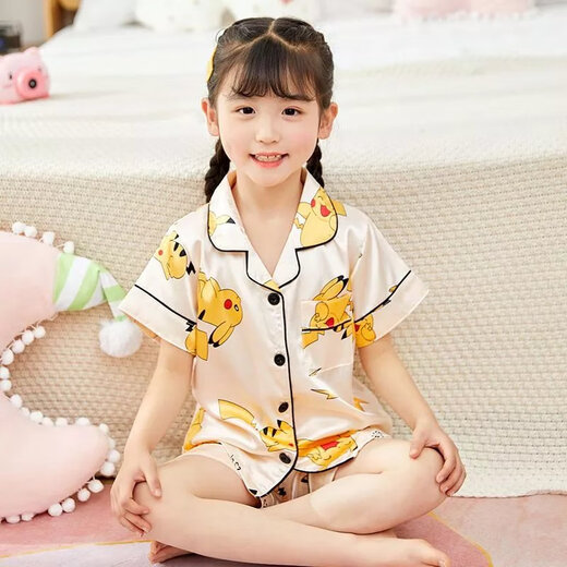 Disney Sommer kurzärmelige Kinder-Pyjamas Eisseide Dünne Sommerjunge Seiden kleines Mädchen Baby Cartoon Home Anzug 679 Junge 170 Größe 8 Empfohlene Höhe 90-105 cm