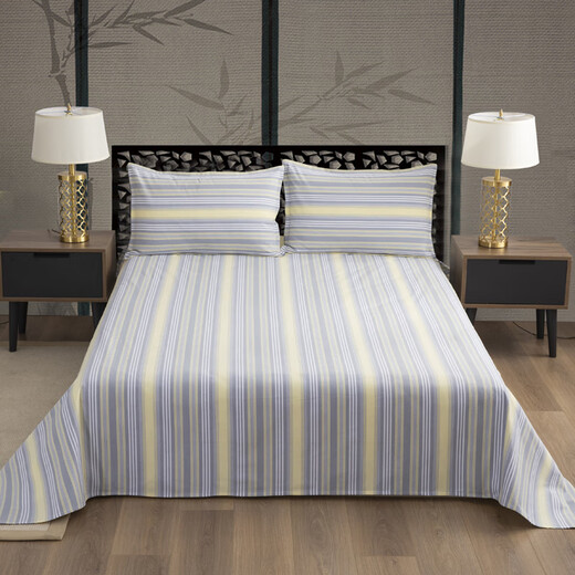 Export European single old coarse cloth sheet single piece pure cotton ice silk cool linen cotton linen linen summer QC gray white yellow gradient chaotic strips 1.2*2.2 meters only bed sheets suitable for 0.9 meters dormitory