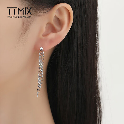 TTMIX Gypsophila pt950 platinum tassel earrings platinum earrings spring and summer long earrings for girlfriend 3.9-4.1g
