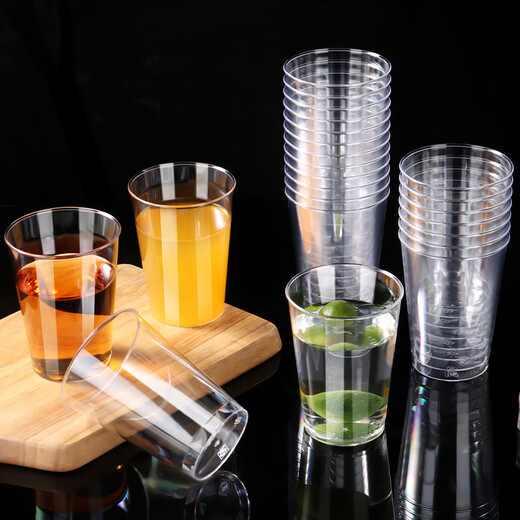 Baijie disposable cup 200ml*50 pieces thickened aviation cup straight cup transparent drinking cup hard plastic cup