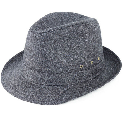 KAROND new top hat gentleman hat men's summer men's sun hat cool hat spring and autumn middle-aged and elderly hat elderly hat linen breathable outdoor top hat gentleman hat hemp gray extra large head circumference 60CM