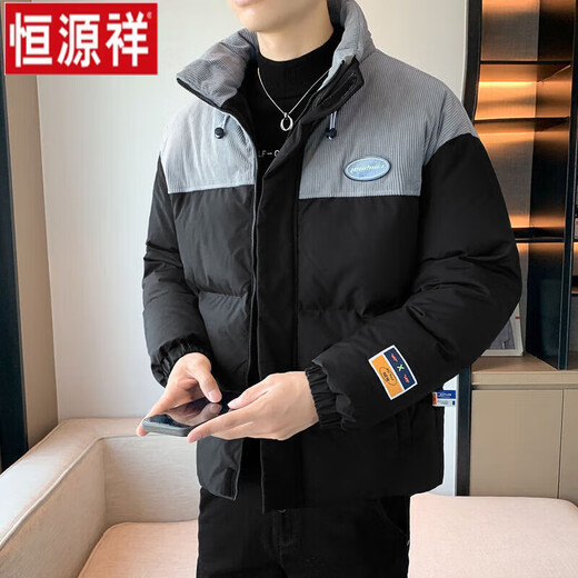 
Hengyuanxiang men's jacket cotton coat winter 2023 new trendy velvet thickened slim short cotton jacket cotton coat easy to care 753 khaki 2XL (126-140Jin[Jin equals 0.5 kg])