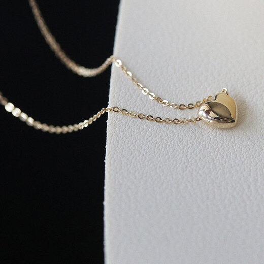 Baozha Jumei Korean gold 14K gold necklace heavy industry plain gold glossy single heart-shaped love peach heart pendant clavicle chain necklace one piece
