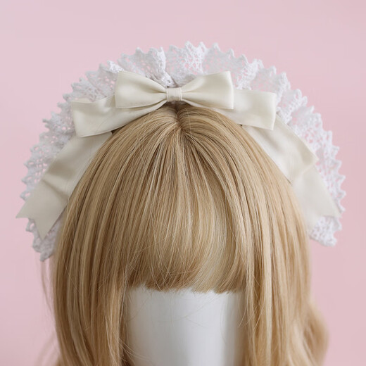 WEISHINI handmade cute Lolita hair accessories lo girl coffee maid KC headband lace bow headband decoration black