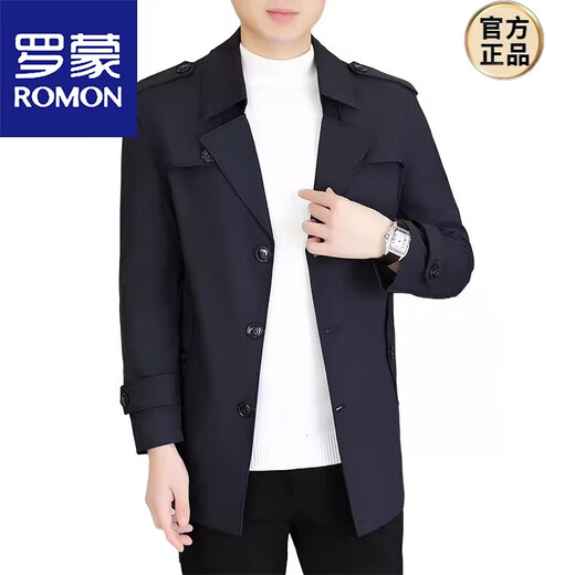 ROMON windbreaker men's short casual coat lapel youth handsome 2025 autumn and winter new coat men's 76 styles black plus velvet plus thicker L recommended 110-125 Jin Jin equals 0.5 kg
