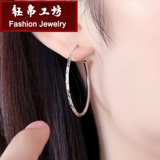 Yubo Workshop pt950 platinum large earrings for women platinum large hoop earrings car flower earrings earrings exaggerated personality earrings medium size single 3.70g diameter about 5.4cm
