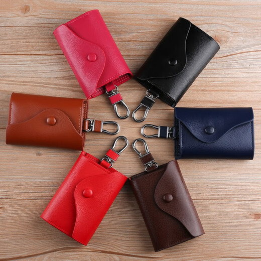 MAIWEINI2024 new key bag real cowhide men's car waist hanging large capacity multi-function simple key bag buckle for women's style brown [6 key positions + 2 ID positions]