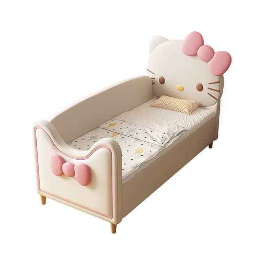 Yijiazhu children's bed spliced bed extra wide bed spliced bedside bed girl princess bed crib spliced large bed adult can sleep Hello KT joint model 160*60 latex coconut palm mattress