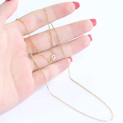 Juke 18K gold necklace O-shaped chain for women K gold color gold rose gold platinum plain chain set chain fine clavicle chain K gold color about 2.0mm50cm thick