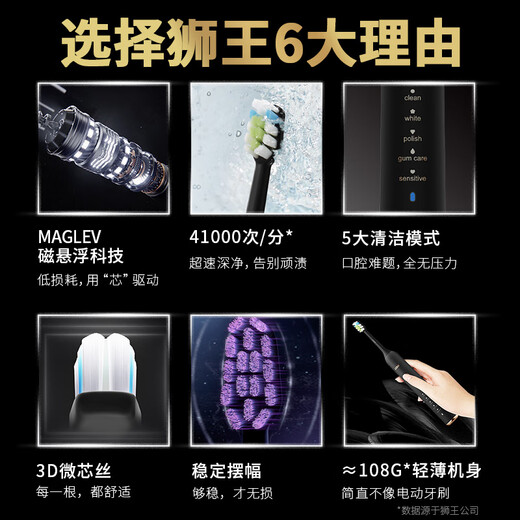 Lion (Lion) magnetic levitation sound wave electric toothbrush gift smart sound wave waterproof adult couple style OCC