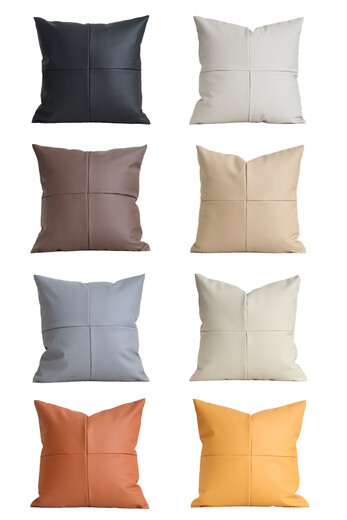 Jingdu high-end light luxury leather sofa pillow cushion spliced soft cowhide pillow case waist pillow technology nappa leather cushion four pieces of off-white nappa leather 0.9mm 50X50cm including pillow core