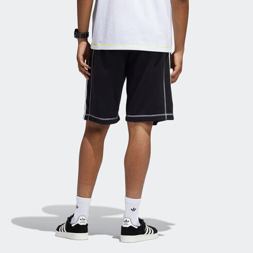 阿迪达斯（adidas）三叶草短裤男裤夏季新款运动裤宽松舒适时时透气休闲针织五分裤 GN3882 S