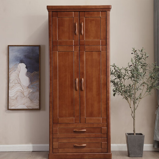 Armoire pour enfants en bois massif petit appartement de style chinois moderne 2 portes à double ouvre chambre à coucher de rangement de rangement 6623 # blanc plus bleu 2 porte x assemblage
