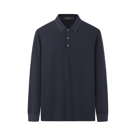 YOUNGOR long-sleeved POLO shirt for men, soft, delicate and comfortable modal blended cotton with exquisite craftsmanship, navy blue VLPC539969FCA L