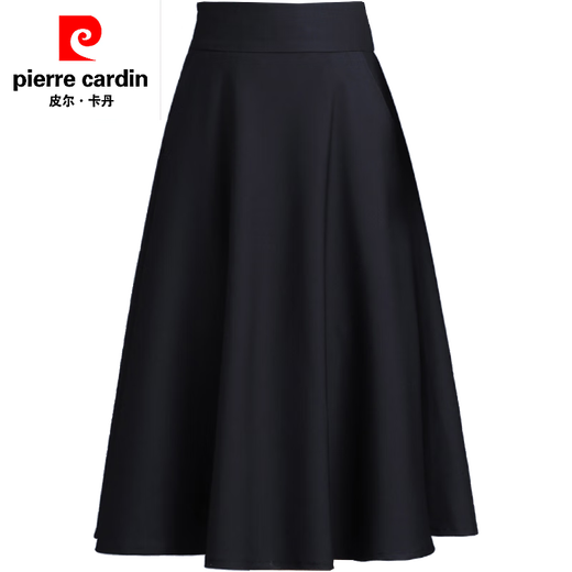 皮尔卡丹（pierre cardin）黑色半身裙春秋女2024新款秋冬裙子中长款字百褶裙大l码半身长裙 6630毛呢黑色裙长75) M