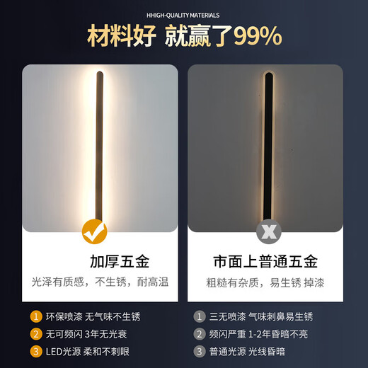 XMSJ极简壁灯户外防水别墅庭院洗墙灯led长条灯室外室内过道超亮壁灯 9227-防雨款9227-240cm-中性
