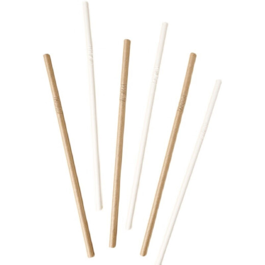 Nuoxian disposable environmentally friendly paper straws for household milk tea and coffee paper degradable individually packaged children and maternity bendable 6*197 original color flat mouth bulk 100 pieces three-layer thickening