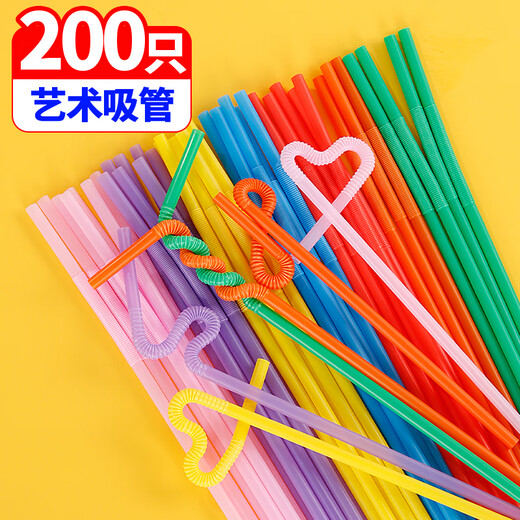UO disposable straws bendable plastic for baby and children's food art straws 200 pieces UO-8291