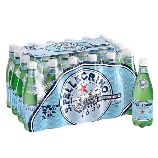 San Pellegrino imported from Italy natural aerated mineral water sparkling water soda drinking water 250ml*24/box glass bottle