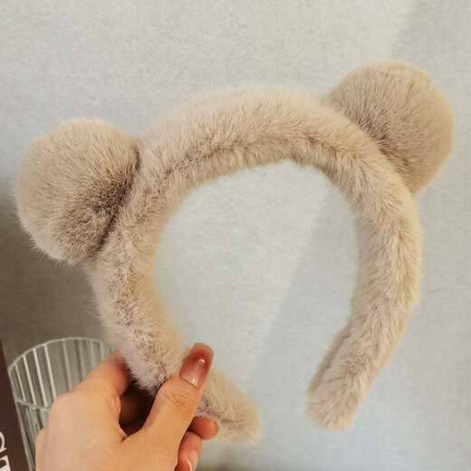 Hongyun Bear Plush Face Wash Headband Women's Special Hair Bundle Headband Cute Daily Versatile Headwear Summer Crush Hairpin Plush Bear Ear Headband F069