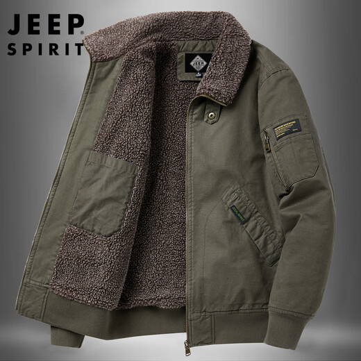 Jeep (Jeep) Winter neuer Jacke für Männer plus Samt verdickte warme Baumwolltop lose Lösche Wattebotte Jacke Herren 6181 Schwarz [hinzugefügt Velvet] L.
