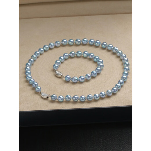 Xuan Song Musi Natural Akoya Seawater Baroque Pearl Necklace Irregular Silver Blue True Multi-linen Necklace Clavicle Chain 40cm