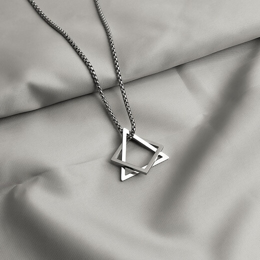 MOLC same type of necklace triangle geometric pendant for men trendy and handsome titanium steel hip hop niche design gift for boyfriend. Same type of triangle necklace L1154
