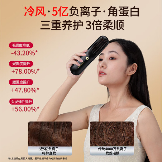 UBelle Cold Wind Cordless Straightening Comb Negative Ion Hair Care Does Not Damage Hair Straightening Clip Straightening and Curling Dual-Purpose Portable Comb to Smooth the Top of the Head and Improve Frizz ZF09 National Subsidy