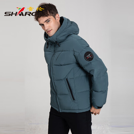 
Sherron off-season down jacket men's short loose autumn and winter jacket hooded fashionable and versatile sports and casual 12605 Mist Blue 3XL