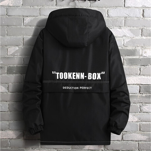 Karls large size men's jacket men's spring, autumn and winter velvet work jacket plus fat plus fat loose casual trendy brand cotton coat black (velvet thickening) 5XL (200-219Jin Jin is equal to 0.5 kg)