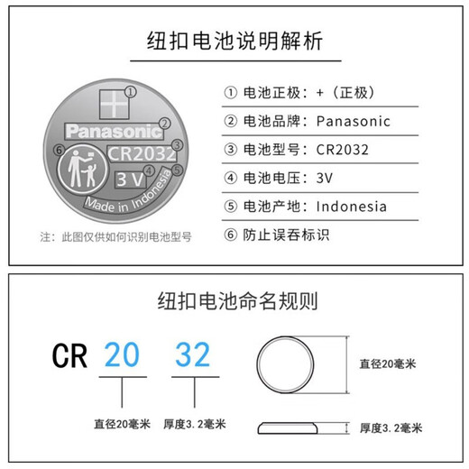 Panasonic CR2032 car key battery is suitable for Audi A3 A4L A5 A6L A7 A8L Q2L Q3 Q4 Q5L Q6 Q7 Q8 remote control, universal for all Audi car series