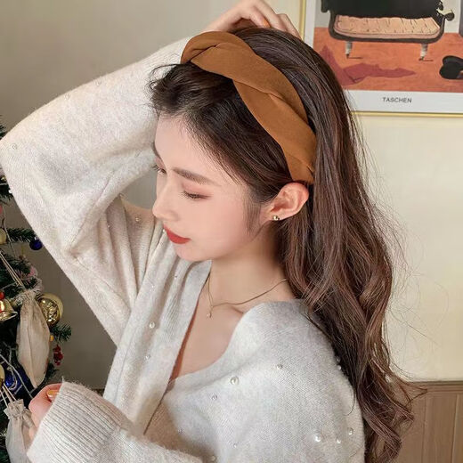 Chunla Spring and Summer Twist Hair Bundle High Skull Headband Women's Outerwear Temperament Face Wash Press Hairpin Headband Hair Accessories A335-2 Black No Mistake B04-303