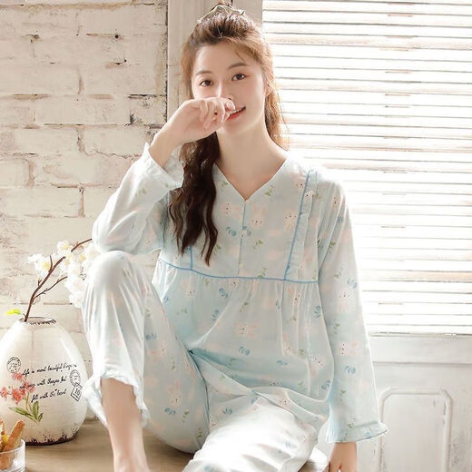 莫贝海日系三层纱布睡衣女春秋时尚甜美公主风长袖家居 a756缺货 XL  120-140斤