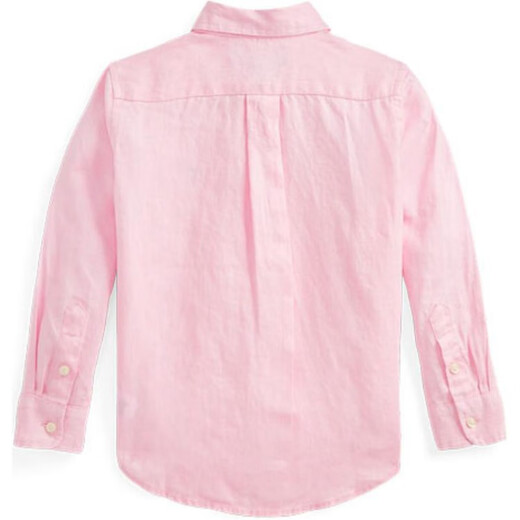 RALPH LAUREN Ralph Lauren children's clothing SS22 Logo embroidered solid linen long-sleeved shirt boys pink pink S