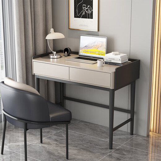 Shijia (HOME COLLECTOR) modern simple solid wood paint desk home study study computer desk bedroom bedside dressing table dressing table 0.8 meters desk - rice apricot gray single desk