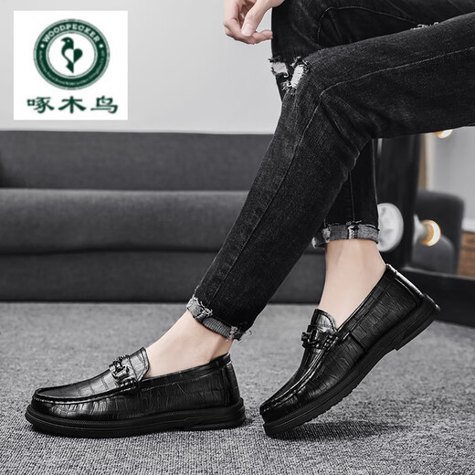Spechtlederschuhe für Männer im Geschäft Formale Faulenzschuhe für Männer im Sommer atmungsaktiv 2024 Neue Stil fahren Männerschuhe Schwarz (882) 39