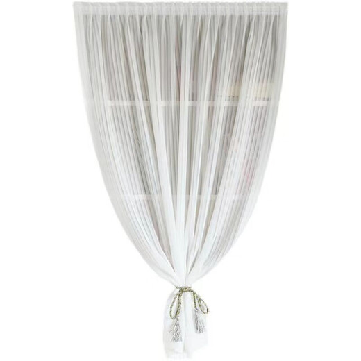 Xinfeiyu Velcro curtain gauze is light-transmitting and opaque, no need to punch holes to install bay windows, bedroom partitions, self-adhesive small window simple curtains, white - Venetian yarn - Velcro - free binding rope, width 0.7*1.0 height (including pleats) one piece