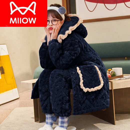 Catman (Miiow) Korallenmerze-Pyjama für Frauen im Herbst und Winter, dreischichtige, verdickte Samt neuer Winter Baumwollflansch Super-Heimkleidung, um warmen JY9898 2xl zu halten
