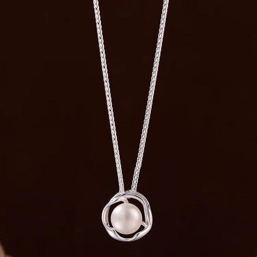 Necklace Women's Single Pearl Silver Necklace Light Luxury Niche Necklace Clavicle Chain Women's High-end Jewelry Temperament Pendant Pearl Pendant Necklace