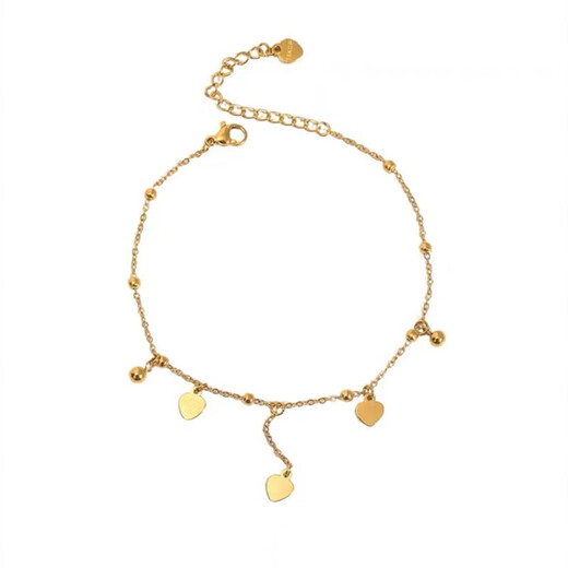 Fat Donglai quality AU750 anklet K gold 18 color gold love bell tassel female rose gold gold sense chain trend 18K gold love bell anklet 26cm
