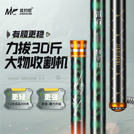 JIADIAONI Fumo domineering lightweight large rod fishing rod silver carp and bighead carp giant rod super hard black pit fishing rod hand rod 5.4 meters