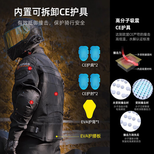 
DuHAN (DUHAN) motorcycle riding suit men's four-season anti-fall motorcycle suit off-road racing suit knight's pants black suit (top + pants) 2XL